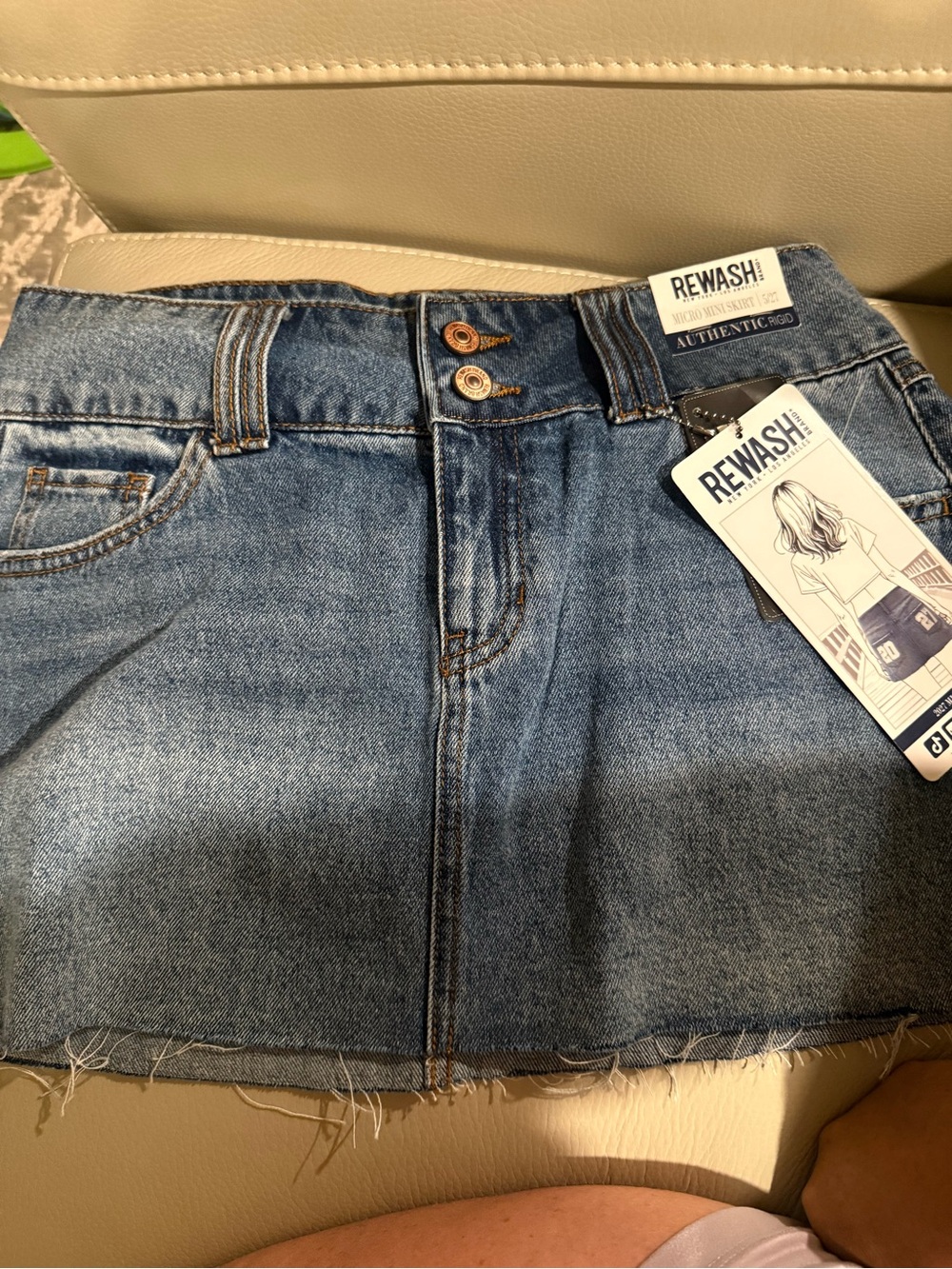Rewash Women's Blue Denim Mini Skirt with Frayed Hem class of 2027